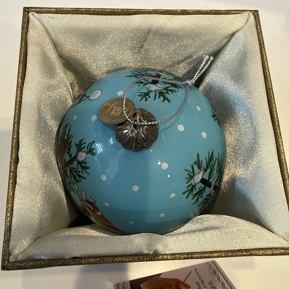 Pier 1 Li Bien 3” Christmas Ornament 2014 Snowmen With Snowballs In The Trees